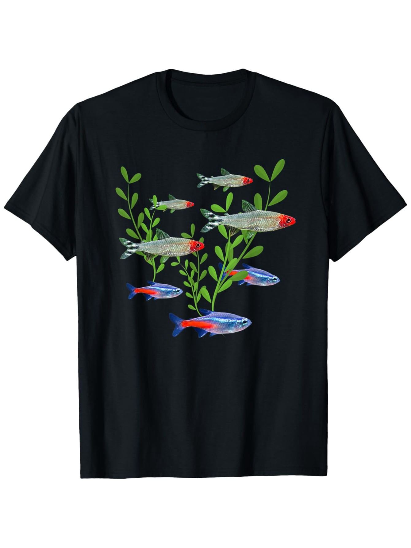Tetra Fish In Aquarium - Camiseta Masculina com Estampa de Peixes