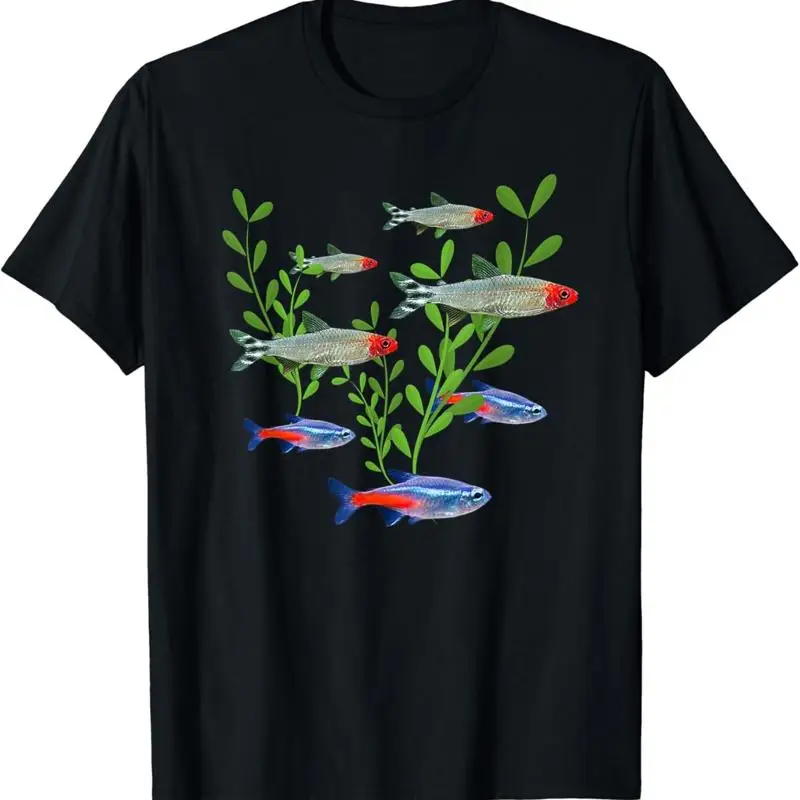 Tetra Fish In Aquarium - Camiseta com estampa de peixe neon